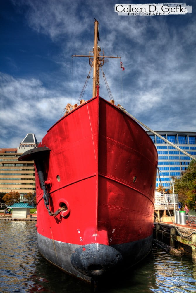 The nose of the red Chesapeake ship