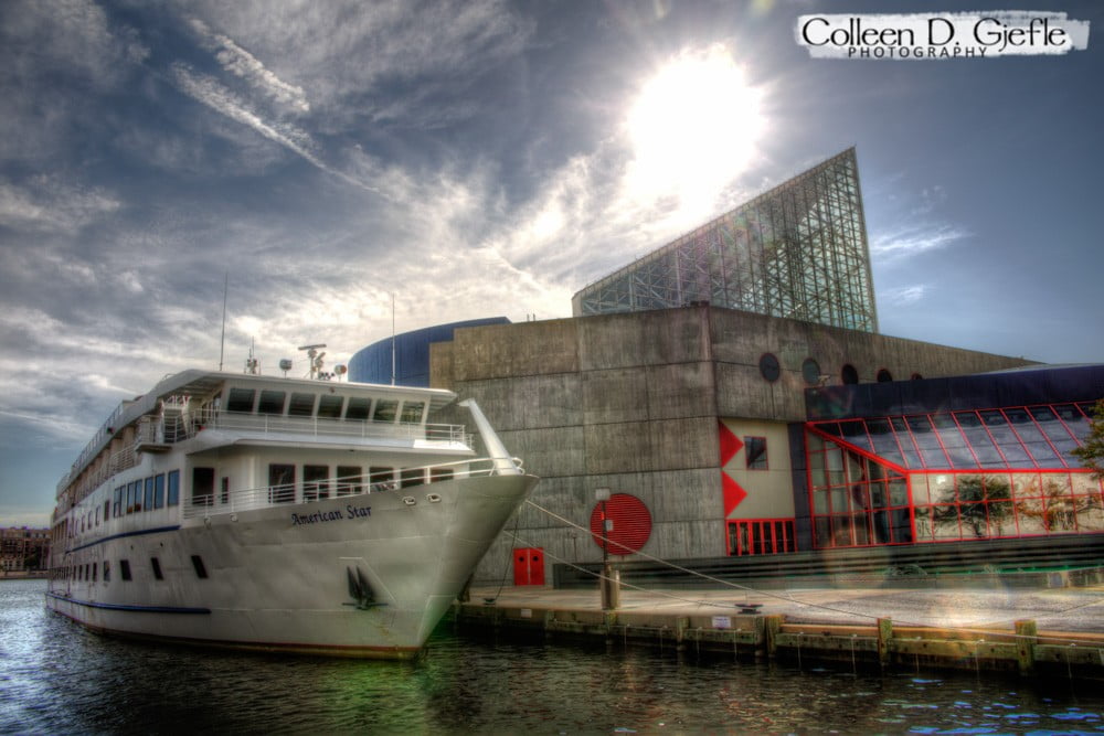 American Star ship parked alongside the National Aquarium