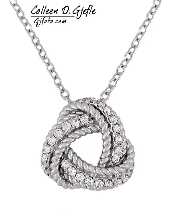 Diamond knot necklace in white gold
